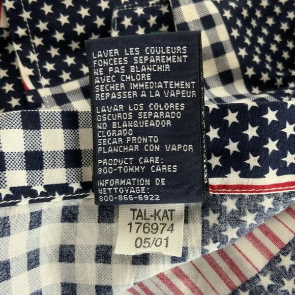 Tommy Hilfiger Mens Medium Button Down Shirt Mock Patchwork Patriotic 2001 - Picture 6 of 8